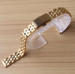 Gold Stainless steel Watchbands Strap Bracelet Watch strap bracelet 10mm 12mm 14mm 16mm straight ends folding buckle classic I248O8510043