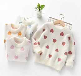 Girls love heart knitted sweater pullover kids round collar long sleeve princess tops children Valentine039s Day pullover Q43545967454