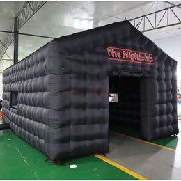outdoor activities Large Black Disco Inflatable Club Wedding Tent Event Room Big Mobile Portable Nightclub Party Cube with Light01