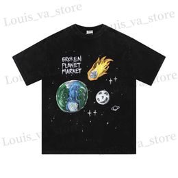 Men's T-Shirts Summer Vintage Saint Michael T-Shirt Men Women Top Quality Broken Planet Market Graffiti Print Ts Short Slve T Shirt T240408