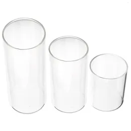 Candle Holders 3 Pcs Glass Cup Table Top Clear Cover Pillar Holder Candles Household Shades Covers
