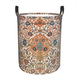 Laundry Bags Isfahan Antique Central Persian Carpet Basket Collapsible Large Clothing Storage Bin Rug Bohemian Geometric Baby Hamper