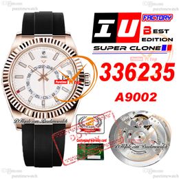 Sky Dweller 336235 A9002 Automatic Mens Watch IUF 42mm Rose Gold 904L Steel White Stick Dial Black Rubber Strap Super Edition With Smae Serial Card Watches Puretime
