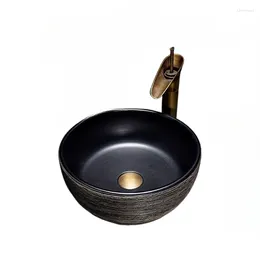 Bath Accessory Set Small Apartment Retro Table Basin Size 35cm Wash Ceramic Art Washbasin Round Single Household