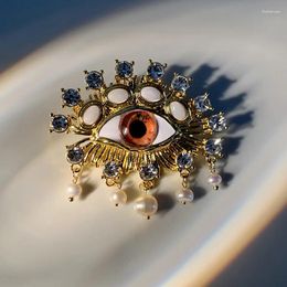Brooches European And American Fashion Trend Brands With The Same Baroque Freshwater Pearl Devil's Eye Lucky Shiny Versatile Brooch