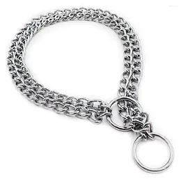 Dog Collars Durable Chrome Plated Metal Training Slip Collar For Dogs Heavy Duty Double Row Choke Chain No Pull Large