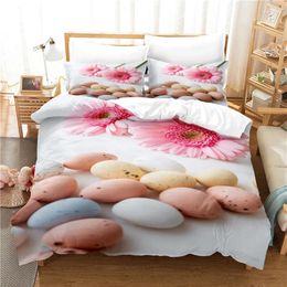 Bedding Sets Pink Flower Duvet Cover 3-piece Set 3d King Size Fashion Soft Microfiber Double Bed