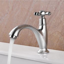 Bathroom Sink Faucets SKOWLL Faucet Single Hole Cross Handle Vanity Lavatory Taps Deck Mount Basin Chrome HG-1188DC