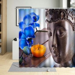 Shower Curtains Zen Bath Curtain 3D Waterproof Polyester Buddha Orchid Landscape Bathroom For Home Decor Screens With Hooks