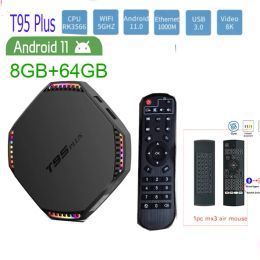 Box T95 PLUS TV Box Android 11 8GB RAM 64GB 4GB 32GB RK3566 2.4G 5Ghz WiFi 1000M BT 8K TVBOX Set Top Box Media Player vs mecool km9