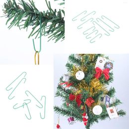 Hooks 50 Pcs Green Ornament Christmas Tree Decorating Hangers Metal Wire For Hanging Home Party Accessories