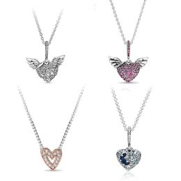 Silver Necklace Angel Wing Love Heart Necklace Chain For Women Jewelry Sexy Charm Jewelry Women's Gift New Fashion LL