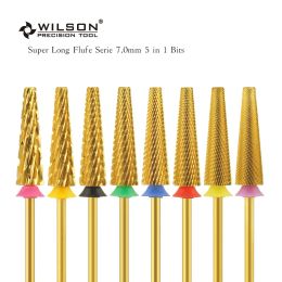Bits WILSON 7.0mm 5 in 1 Bits Cross Cut Super Long Flute Serie Nail Drill Bits New coming 5 in 1Efficient and Stable drill bit nail