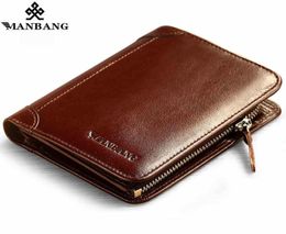Manbang Timelimited Short Solid High Quality Genuine Leather Wallet Men Wallets Organiser Purse Billfold Coin Pocket Y19052106362156