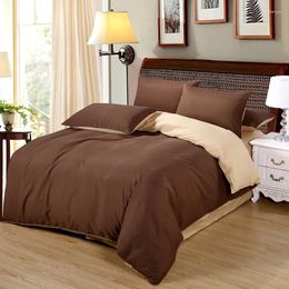 Bedding Sets Double Color Brown Gold Flat Sheet Set Duvet Cover Pillowcase Twin Single Size Bed