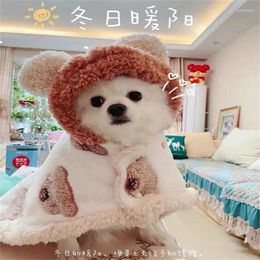 Dog Apparel Windbreaker With Hat Small Clothes Lovely Bear Coak Warm Quilt Soft Pet Blanket Hooded Cloak