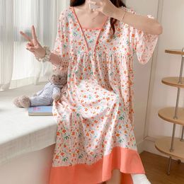 Summner Plus Size Nightgown Ladies Loose Long Thin Sleepwear Female Viscose Nightdress Extra Large Nightwear For Women 240408