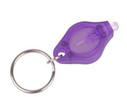 200pcs KeyChain Flashlights 395410nm Purple UV LED Money Detector light protable light Keychains Car key accessories Whole2902431