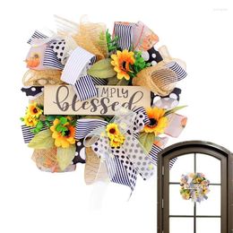 Decorative Flowers Sunflower Wreath Artificial Garland Wall Decoration Front Door Floral Elegant Rustic Burlap Farmhouse