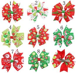 New Christmas Hair Clip Baby Girl Colorful Ribbons Bow Fashion Hairpins Hairgrips Baby Accessories 8 Colors HC0469750160