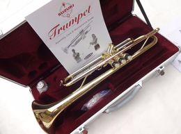 Suzuki Trumpet Gold Lacquer And Silver Plated Brass Instruments High Quality Bb Trumpet musical instruments Trompeta With Case1049978