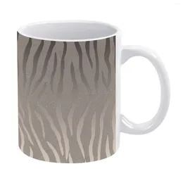 Mugs Champagne SIlver Zebra Stripes Safari Animal Print White Mug 11 Oz Funny Ceramic Coffee/Tea/Cocoa Unique Gift