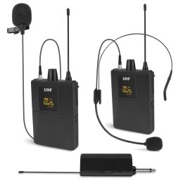 Microphones Dual Wireless Lavalier Lapel Mic Professional Headset Mic UHF 164ft Receiver Rechargeable for Camera YouTube Vlogging Recording