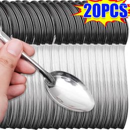 Spoons 20/5PCS Stainless Steel Spoon Dessert Coffee Scoop Ice Cream Fruit Watermelon Teaspoon Kitchen Tableware Restaurant Supplies