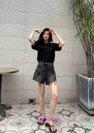 Luxury Jeans Shorts Designer feminine soft for sale South Oil High Quality 2024 Summer New Cross Black Leather Perforated Tassel Waist Have Original Logo