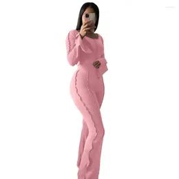 Women's Two Piece Pants 2024Sold Pant Sets Long Sleeve Crop Top Women Flare Sleeves Pieces Set For Woman Suit 2 Outfits