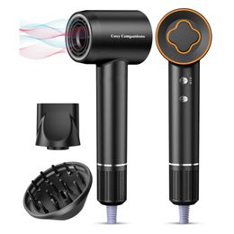 High-Speed Brushless Motor Hair Dryer with Negative Ionic Technology, Thermo Control, Diffuser, and Nozzle - Fast Drying, Low Noise - Perfect Gift