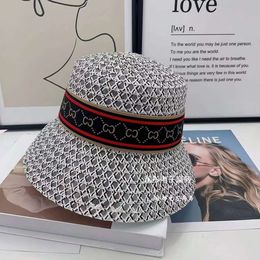 New Style G Family Letter Water Bucket Fisherman Straw Hat Women's Spring and Summer Outings Sunshade Japanese Net Red Black and White Sunscreen Hat