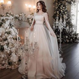 2024 Hot White Formal Evening Dress Square Neck Cap Sleeves Lace Appliques Chiffon Prom Party Gowns Arabic Dubai Robe De Soiree