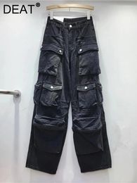 Women's Jeans Fashion Multi Pockets High Waist Cargo 2024 Autumn Trendy Buttons Zipper Denim Pants Female 11XX6799