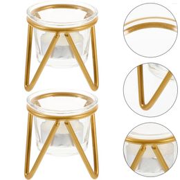 Candle Holders 2 Sets Glass Clear Jar Creative Container Decorations Small Holder Transparent Craft Storage