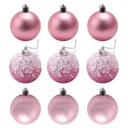 Party Decoration 9 PCS Christmas Ball Ornaments Xmas Tree Decorations Hanging Balls For Home Year Decor - 2.36inch Pink