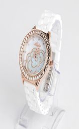 Wristwatches The DiamondEncrusted Brand Watch Fashion Mechanical Geneva Ladies Flower Imitation Ceramic4366746