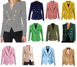 Damenmantel berühmte Anzüge schwarzer schlanker Frau Jacke Hound tooth Blazer Damen Schichten Jacken Frauen Kleidung Taschen Business Coat