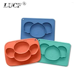 Bowls LUCF Class Children Silicone Dining Plate Baby Feeding Dish Lovely Cartoon Design Kids' Fashion Useful Soft Tableware Set