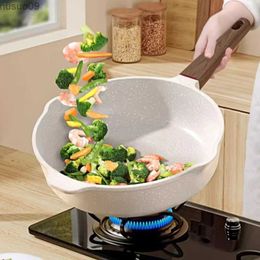 Pans Multi functional tick free deep frying pan frying pan sauce health stone kitchenware egg frying panL2403