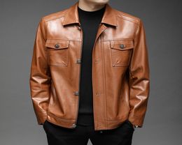 Men039s Leather Jacket Coat Thickening Fur PU Outerwear Slim Winter Jackets Brown Black Plus Size XXXXL Men Clothing7978920