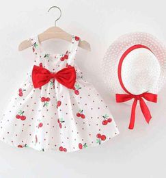 Nxy Girl Dress Baby 0 2 Years Old Summer Hat 2 Piece Set Children s Clothes Sleeveless Birthday Party Princess 01068410973