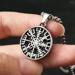 Pendant Necklaces Small Size Fashion Viking Compass Stainless Steel Nordic Odin Rune Necklace For Men Women Amulet Jewelry Wholesale