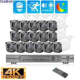 System Gadinan 16CH 4K Security Camera System 8MP POE Ai Face Human Detection Outdoor Full Colour Two Way Audio Video Surveillance Set