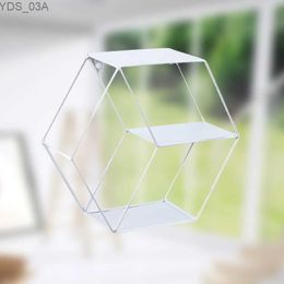 Other Home Decor Hexagonal honeycomb shelf metal forged floating wall frame white used for living rooms home books plants photo frames storage Organisers yq240408