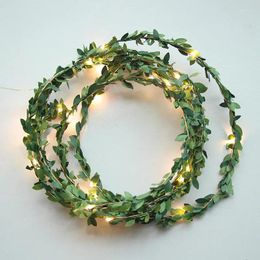 Strings 20/50/100 LEDs Green Leaf Fairy String Lights Christmas Artificial Vine Garland Lamp For Wedding Party Home Bedroom Decoration