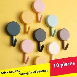 Hooks 10PCS Household Creative Nail Free And Scratch Strong Adhesive Clothes Bathroom Kitchen Circular