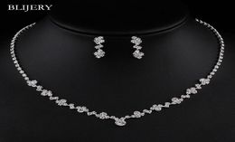 Silver Plated Crystal Bridesmaid Bridal Jewellery Sets Geometric Choker Necklace Earrings for Women Wedding Jewellery Sets1629810