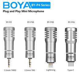 Microphones BOYA BYP4 Mini Wireless Microphone Plug and Play for PC Mobile Android iPhone DSLR Live Streaming Youtube Recording