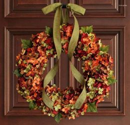 Decorative Flowers Artificial Autumn Hydrangea Wreath Home Decoration Idyllic Wall Hanging Thanksgiving Door Hanger Christmas